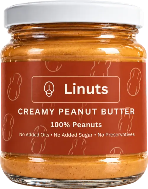 Linuts Creamy Peanut Butter jar